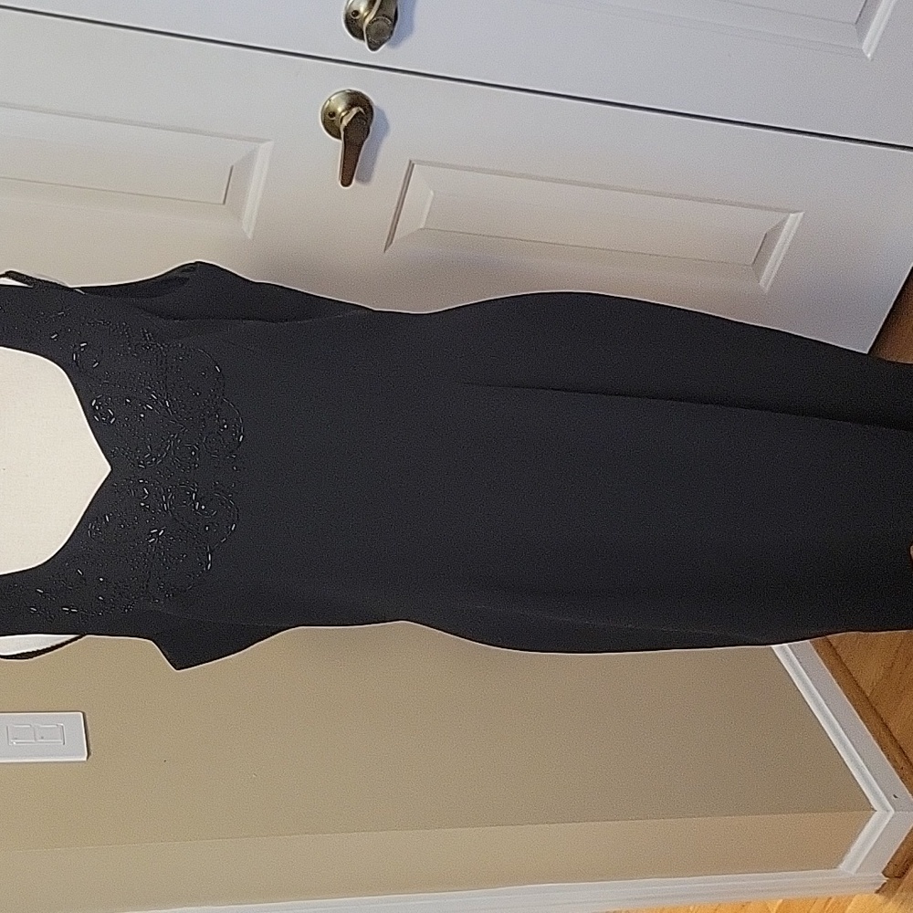Mariana Black Beaded Neckline Sheath Dress Sleeveless Size 12